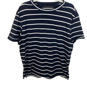 Banana Republic Boxy Authentic Tee Shirt Women Large Blue Stripe Nautical Beach